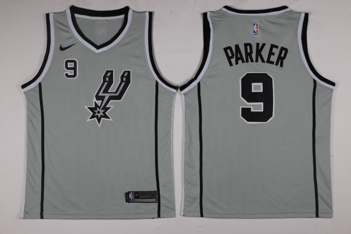 Men San Antonio Spurs 9 Parker Grey Game Nike NBA Jerseys